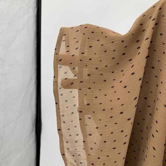 Pleione Blouse Womens XS Extra Small Brown Polka Dot Ruffle Collar Keyhole Lined - Picture 9 of 11